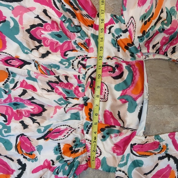 TCEC Medium Multicolor Abstract Baby Doll Square Neck Dress w/ Puff Sleeves - Picture 11 of 11